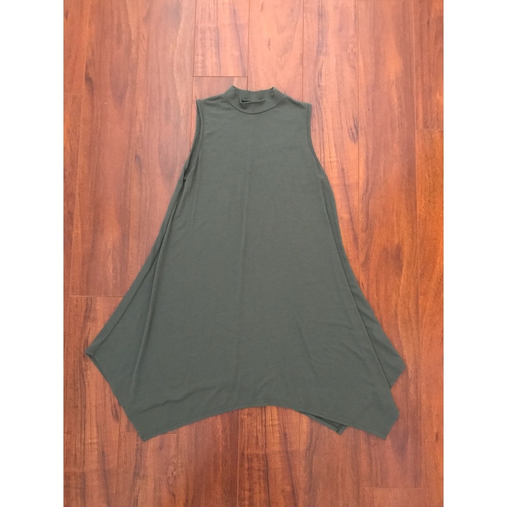Moa Moa High Neck Green Asymmetrical Shift Dress - Size M
